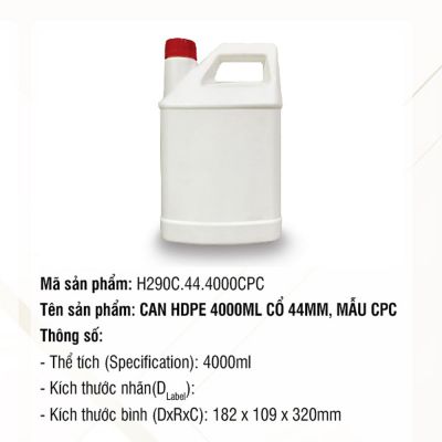 Can HDPE 4000ml Cổ 44mm, Mẫu CPC